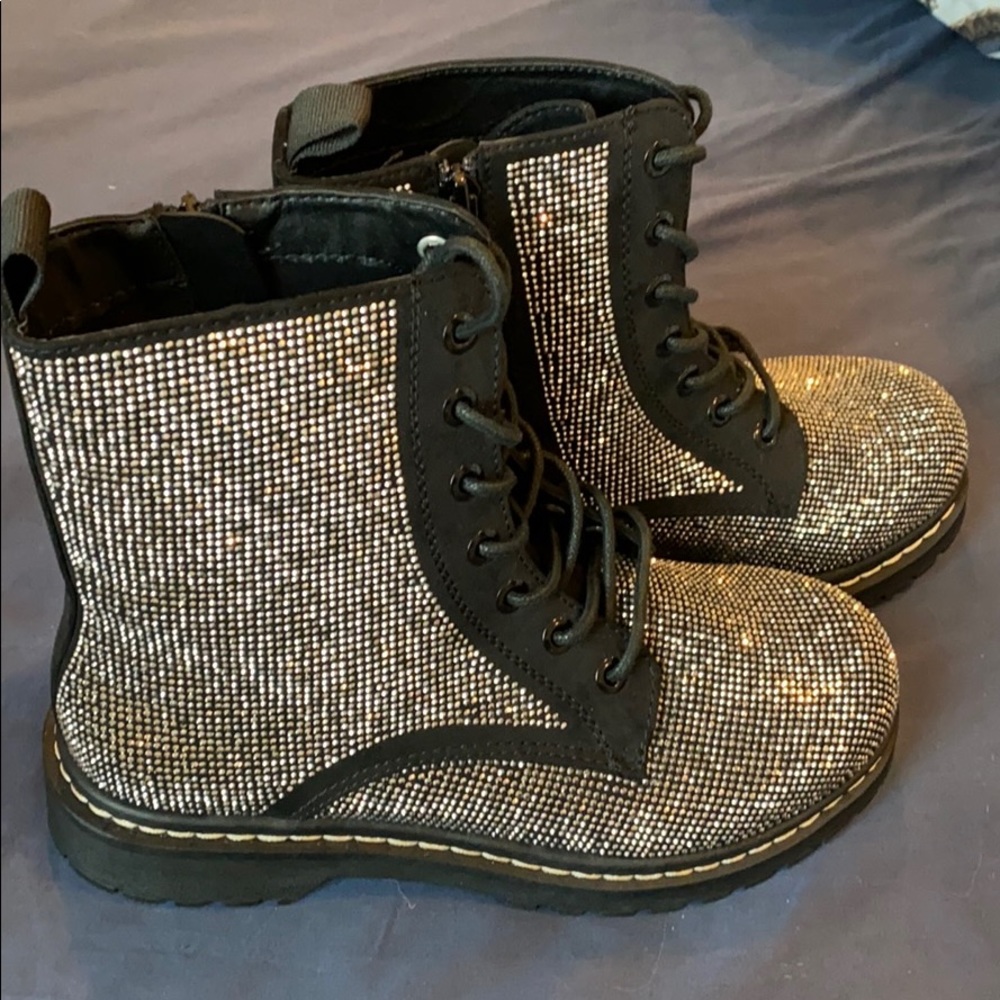 Rhinestone Combat Boots
